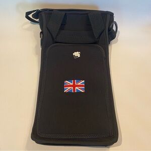 Wine Tote Travel Bag 2 Bottle Neoprene Embroidered Union Jack Flag Plz Read